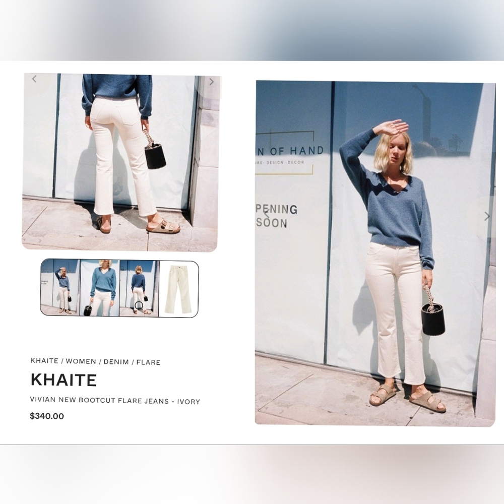 KHAITE Cream Bootcut Jeans - Picture 4 of 11
